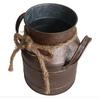 2pcs Vintage Rustic Antique Decorative Flower Vase Shabby Chic Classy Designed Metal Vase Primitive Distressed Iron Vase Bucket