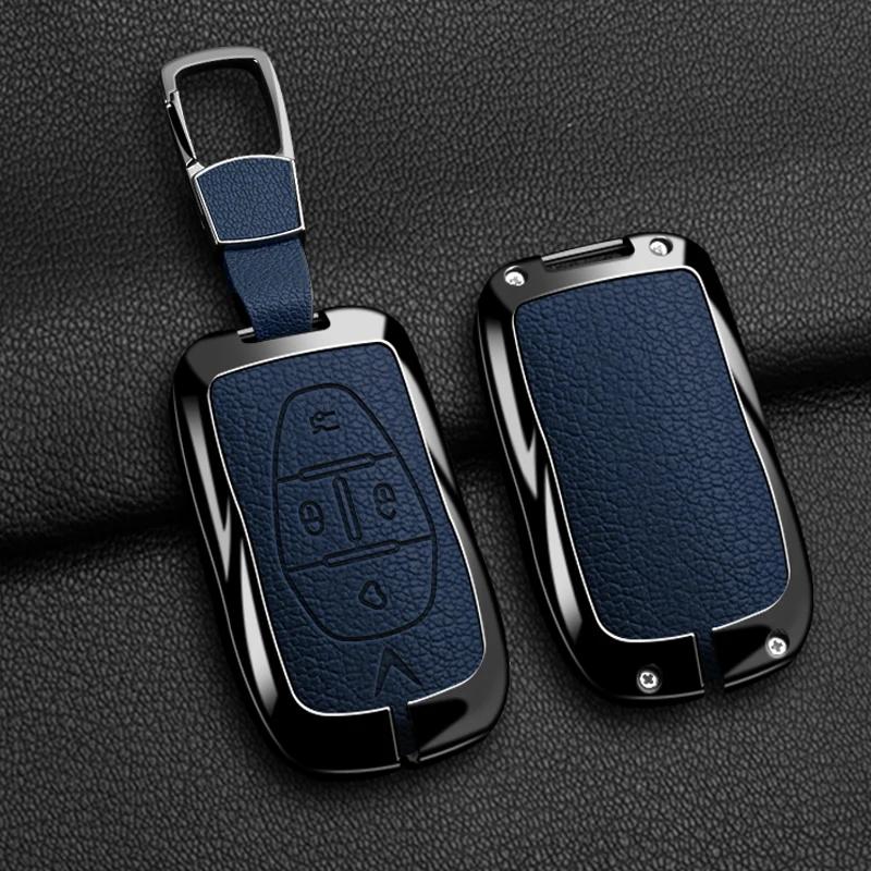 Interior Mouldings Zinc Alloy Leather Car Key Cover Shell Fob For Vinfast VF3 5 6 7 8 9 31EV 32EV 33EV LUX A2.0 SA2.0 V8 Auto Pr