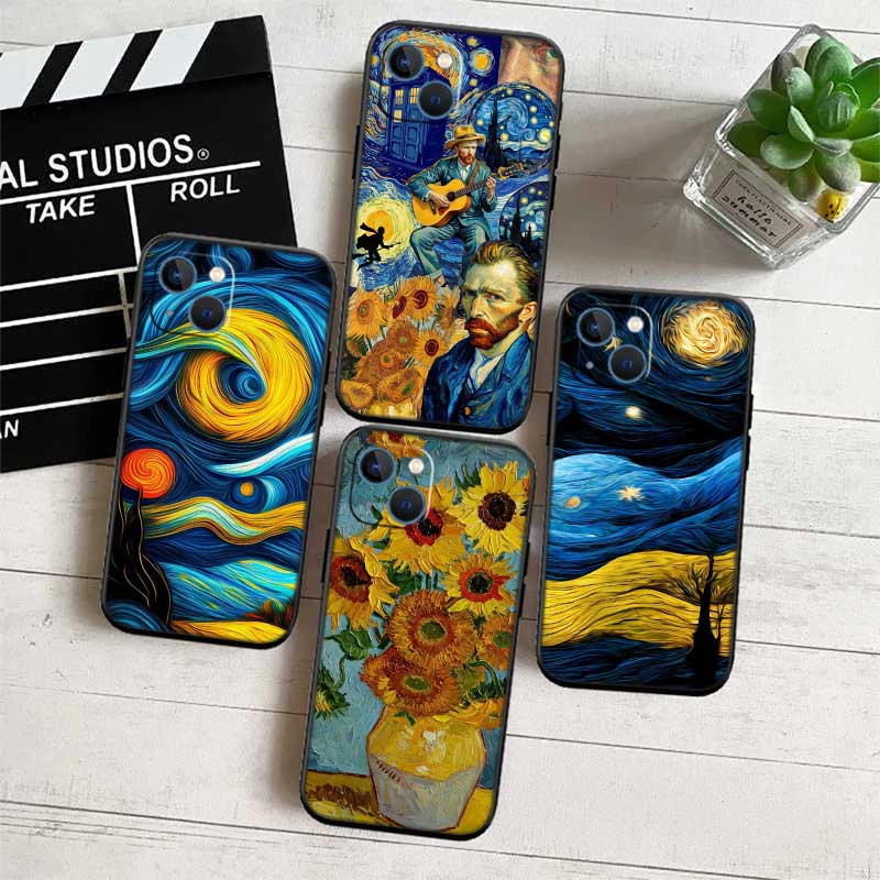 RE55 Starry Night Van Gogh Painting New High-End Shell Phone Case for Redmi Note 13 14 Pro+ Plus A3 A3X 13X 13C 13R 14S 14C 14R