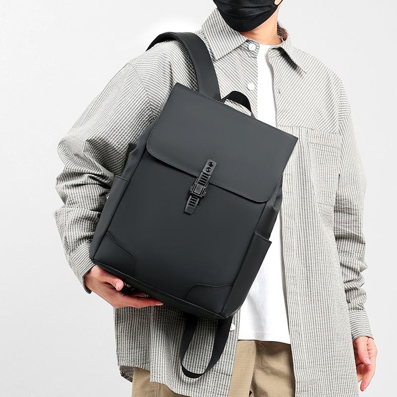 Schoolbag New Men's Casual Backpack Fashion Backpack Simple Casual Solid Color Backpack Men's Personalized Computer Bag Japan and Korea