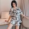 Pajamas Women's Summer Ice and Snow Silk Thin Short Sleeve Shorts Two-piece Student Loungewear Set 811 Lazy Wind