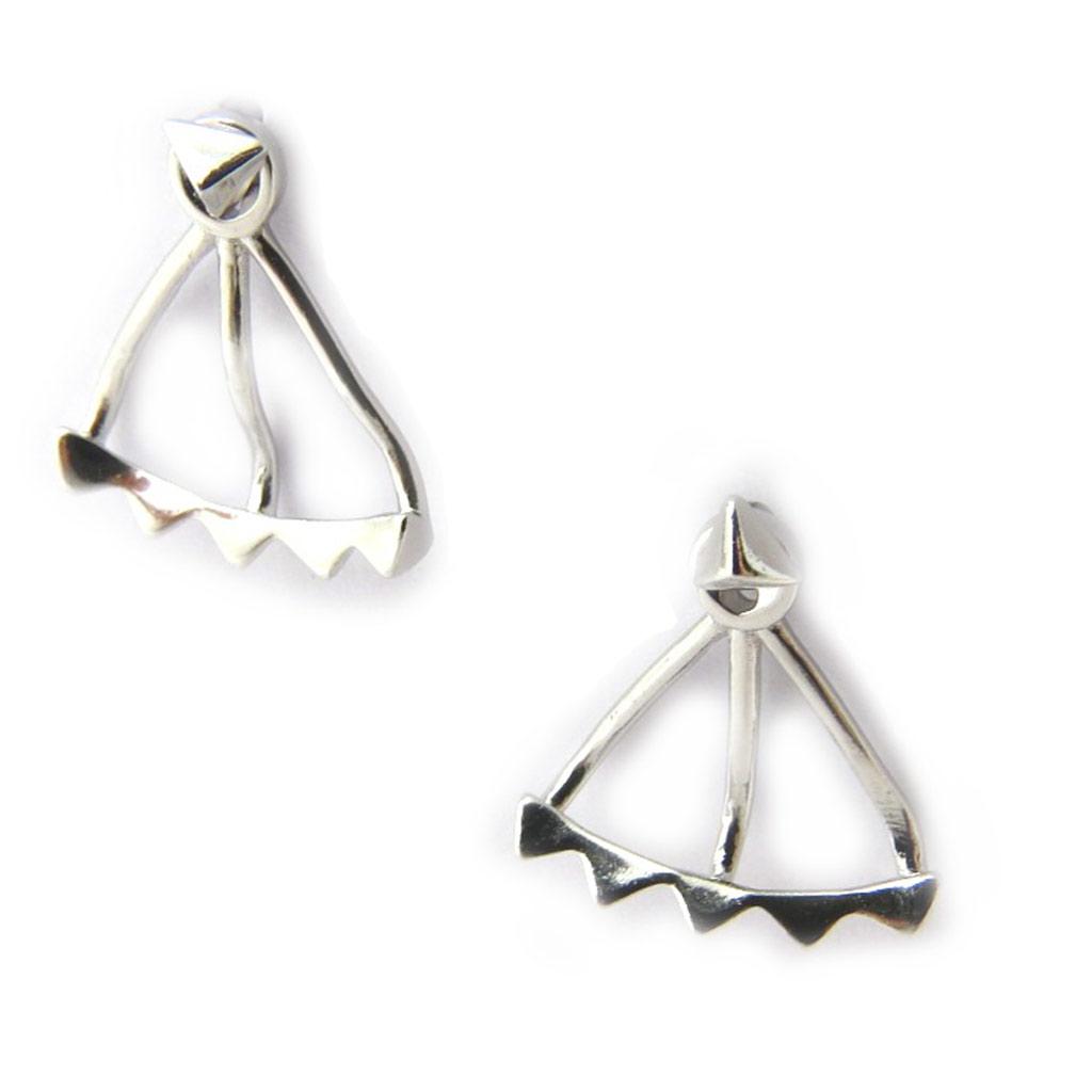 Les Trésors De Lily [M7340] - Boucles contours de lobes argent 'Triangles' argenté (rhodié) - 15x13 mm