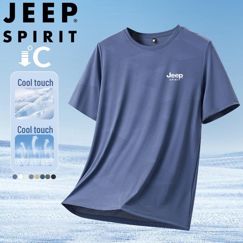 

JEEP SPIRIT Men s Ice Silk Quick Dry Round Neck T-Shirt 6XL