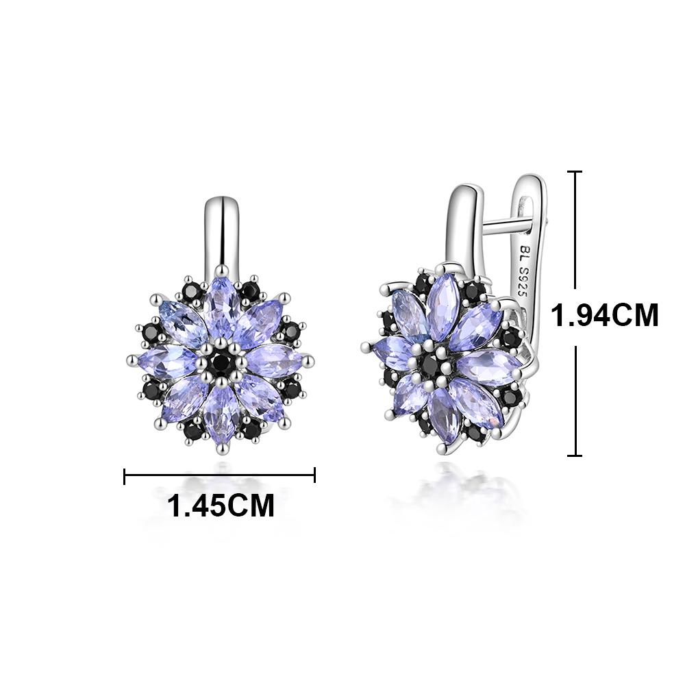 2023 New Natural Blue Tanzanite Flower Design Fine Jewelry Set 925 Sterling Silver Ring Earring for Women Nice Gift
