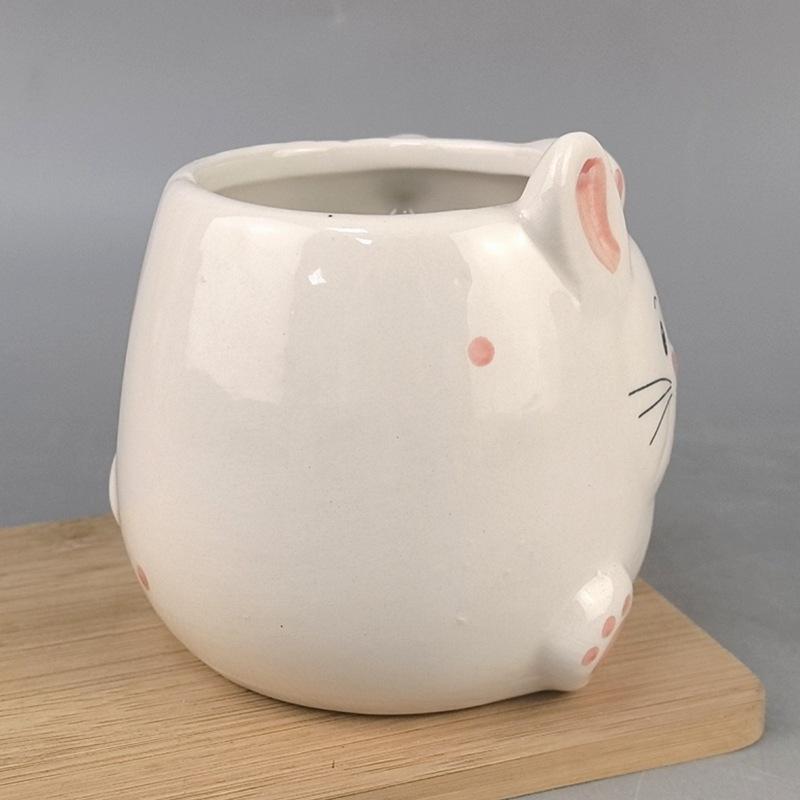 Ceramic rabbit mug creative ceramic cup cartoon cute three-dimensional animal mug hand-painted ceramic drinking cup