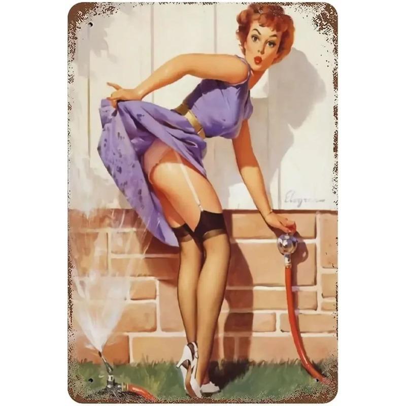 Pin-Up Girl Metal Sign, Vintage Wall Art Decor 30x20cm