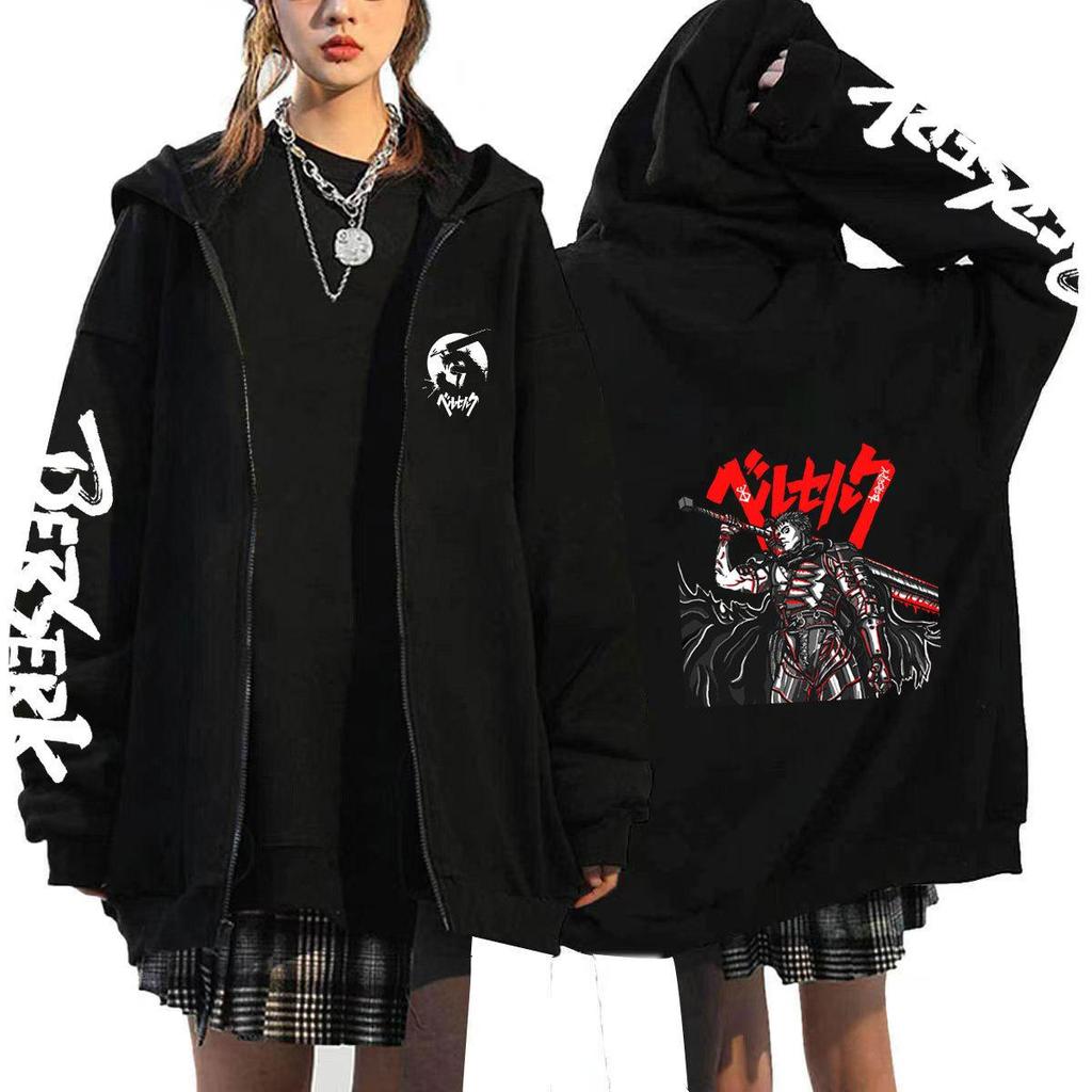 Berserk Japonské Anime Mikiny s Kapucí na Zip Dámské Pánské Mikina Harajuku Kreslené Bundy Unisex Kabáty Topy Hip Hop Mikina Streetwear