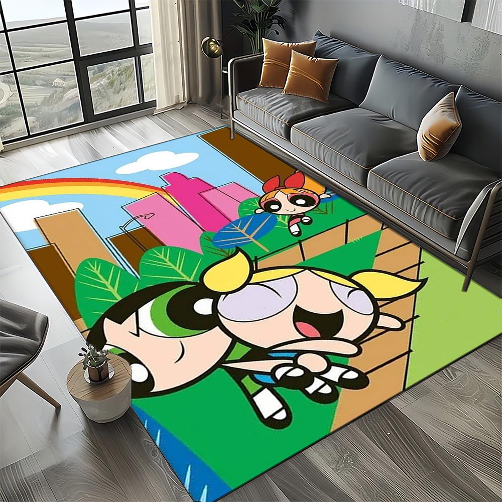 27 Style New Kawaii P-Powerpuff Girl Cartoon Carpet Rug for Living Room Bedroom Home Sofa Decoration,Kid Play Non-slip Floor Mat