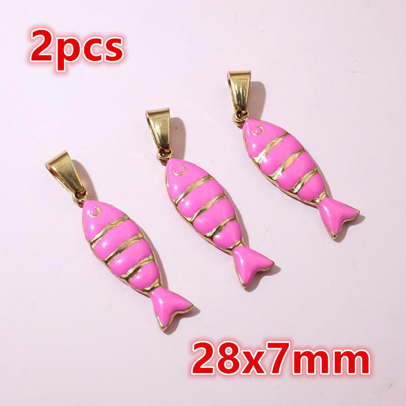 2-4pcs Enamel Stainless Steel Flower Coral Fish Charms Pendant DIY Jewelry Making Accessories Findings for Necklace Earrings