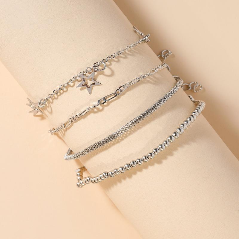 E Hot Sale, Bohemian Minimalist Bracelet, Metal Figaro Chain Twist Chain, Multi-piece Set
