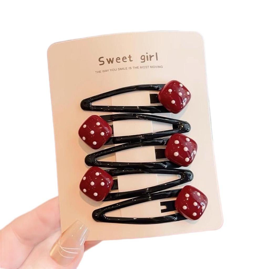 Red Polka Dot Hair Clip for Little Girls – Cute and Gentle On Hair, Ideal for Princess Hairstyles and Managing Small Wispy Strands.