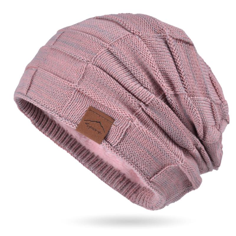 9875 Autumn/Winter Fleece-Lined Multi-Color Wool Knit Pullover Hat - Cozy Fashion for Women