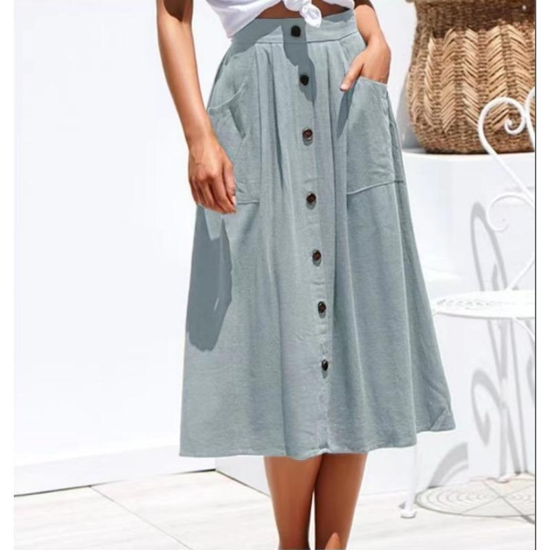 Spring and Summer Women's Skirt Plus Size Loose Pocket Half-body Skirt