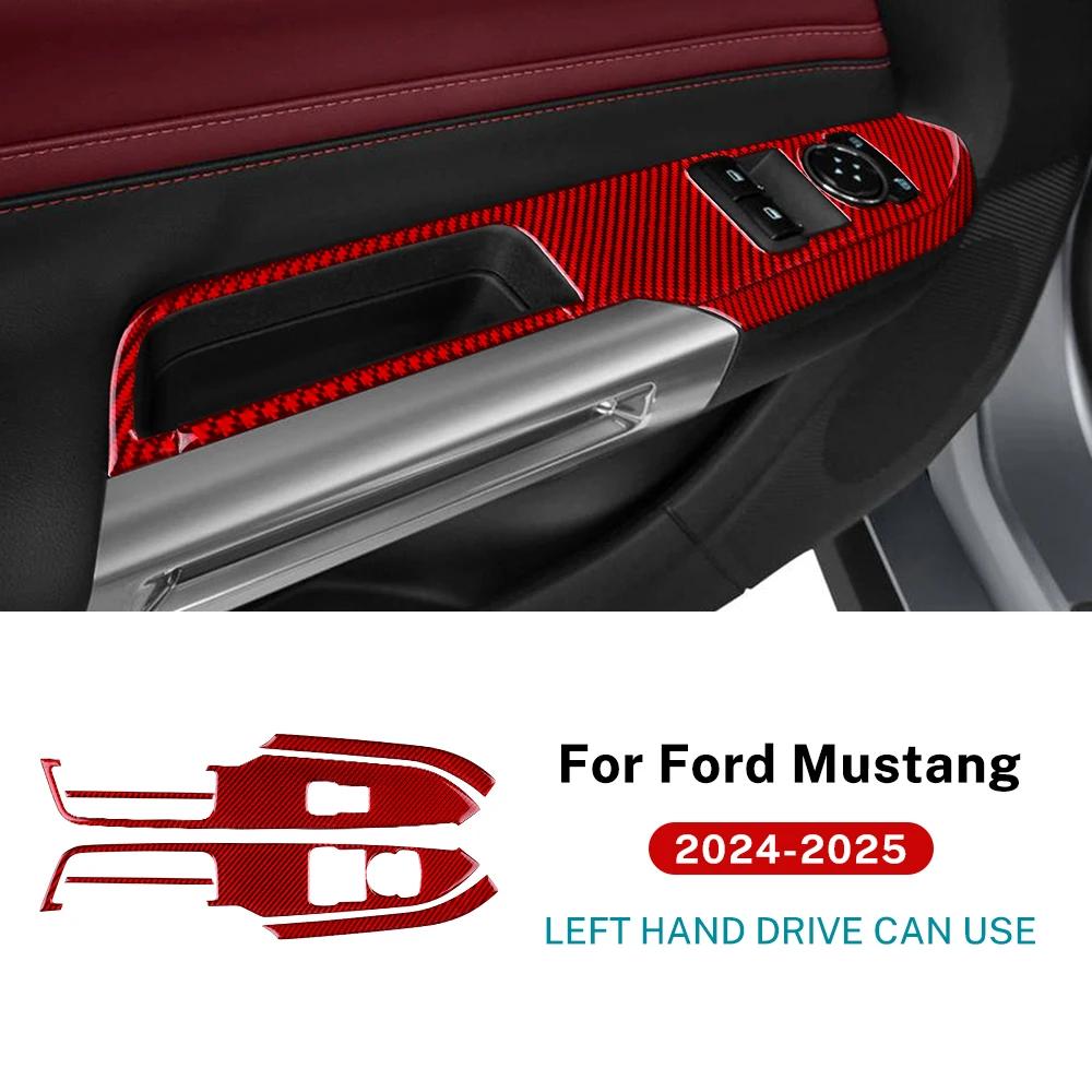 För Ford Mustang Dark Horse EcoBoost GT S650 2024 2025 2026 Äkta Mjuk Kolfiberklistermärke Bil Dörr Fönster Knapp Panel Trim