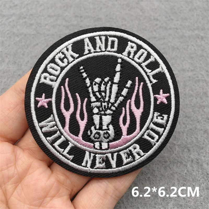 Music Optical Disc Embroidered Rock Patches On Clothes Headset Guitar Stripes Iron On Patches For Clothing Diy Appliques