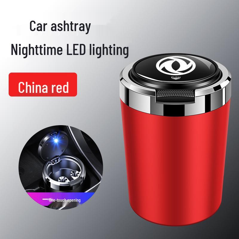 Dongfeng Car Ashtray: Stainless Steel, Flip-Top, Trendy Design