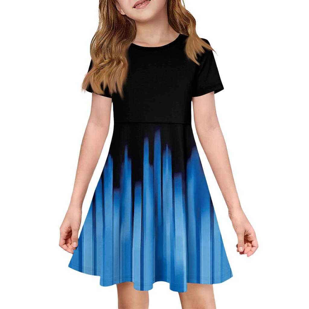 Girl Summer Dress Color & Print Short Sleeve Dress With Pocket Casual Dress Shorts Sleeve Party Dress Easter Day