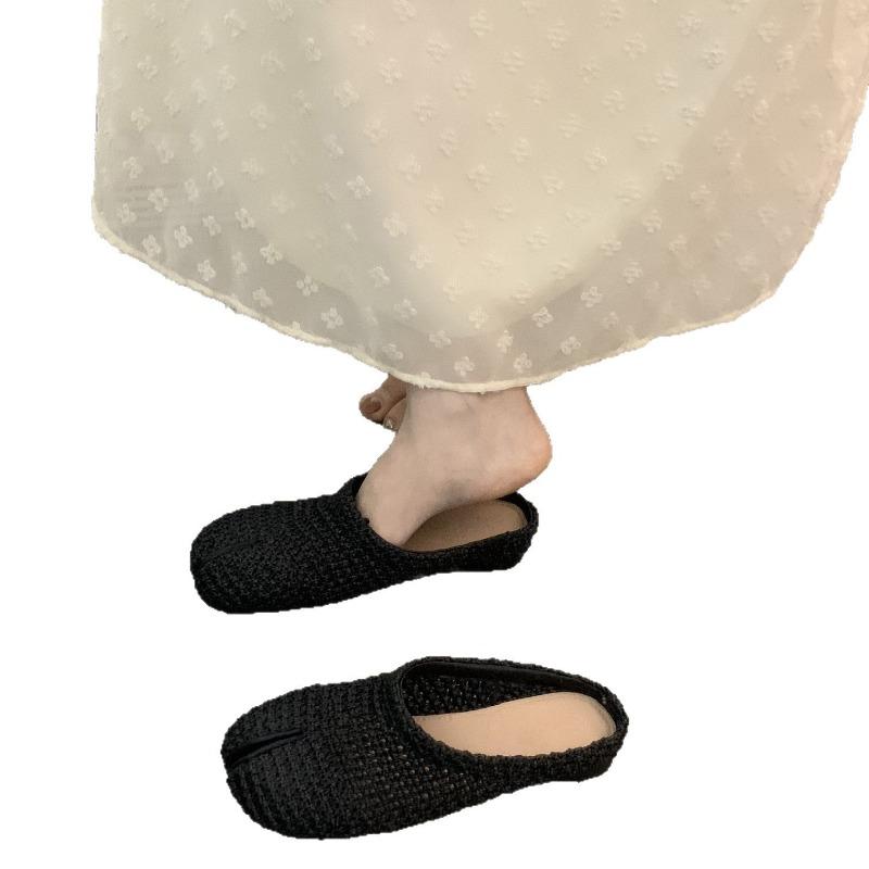 Breathable Woven Toe Caps Half-slipper Shoes Single Shoes Versatile Shoes Flat Shoes