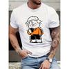 European Size Cartoon Figure Pattern T-shirt, Men's Casual Street Style Stretch Round Neck Tee Shirt For Summer