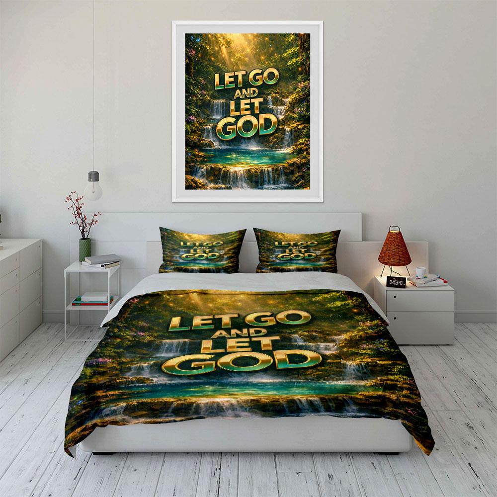 "Let Go and Let God Bedding Set" Bedding Duvet Cover Set Duvet Cover Pillowcases (1 * Duvet Cover 2 * Pillowcases, Without Duvet Insert)