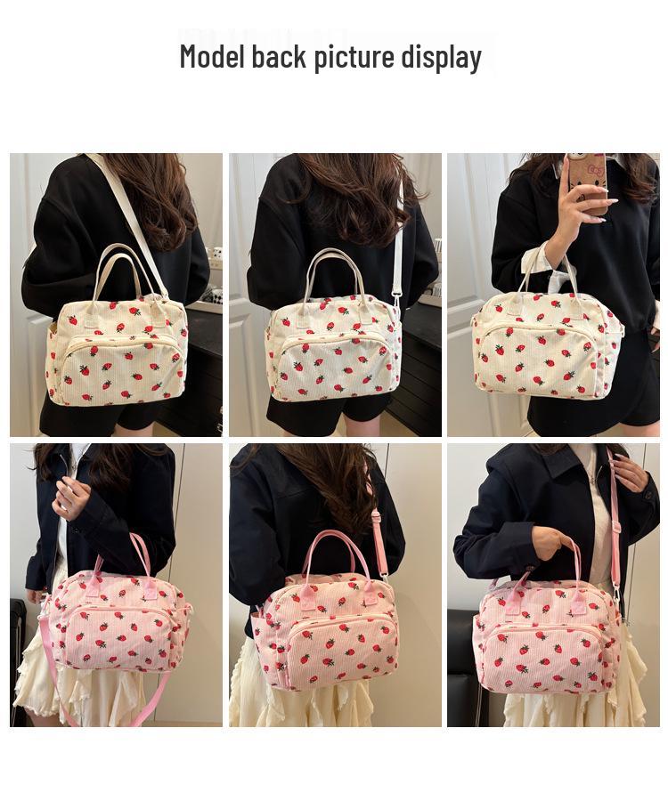 2025 Autumn Women's Retro Corduroy Strawberry Crossbody Bag