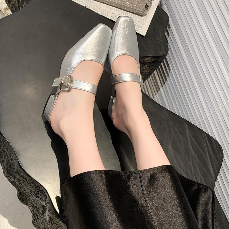 2025 Frühling Slipper Damen Pantoletten Hausschuhe Schuhe Mode Zehenbedeckend Knoten-Sandalen Lässig Streetstyle Niedrige Absatzschuhe