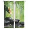 Bamboo Forest Water Stone Zen Tulle Window Treatment Sheer Curtains for Kitchen Living Room the Bedroom Curtains Decoration