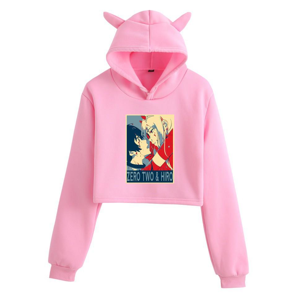 Darling in the Franxx Zero Two Cat Ear Cropped Hoodie - Women's Anime Style