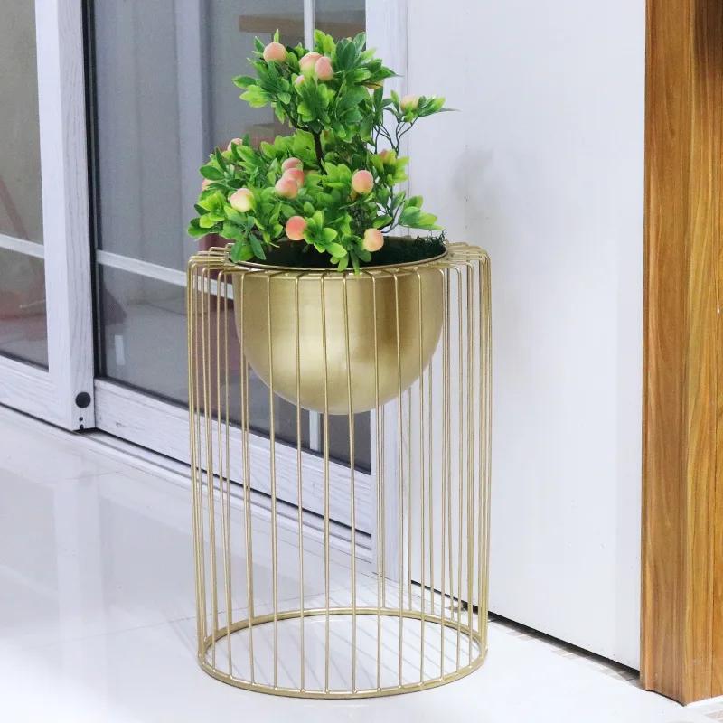 Outdoor European Stand Flower Wrought Iron Round Floor-standing Green Flower Pot Stand Living Room Storage Bedroom Flower Stand