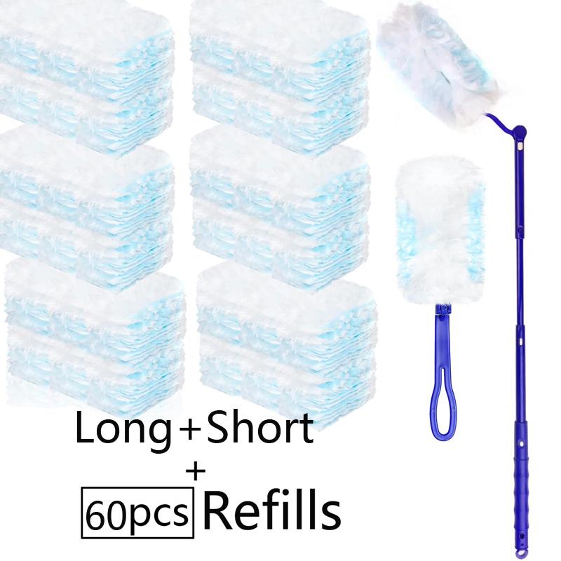 Disposable Electrostatic Duster Brush with Adjustable Handle Replace Refills for Home Office Blinds Car Duster Cleaning Tool