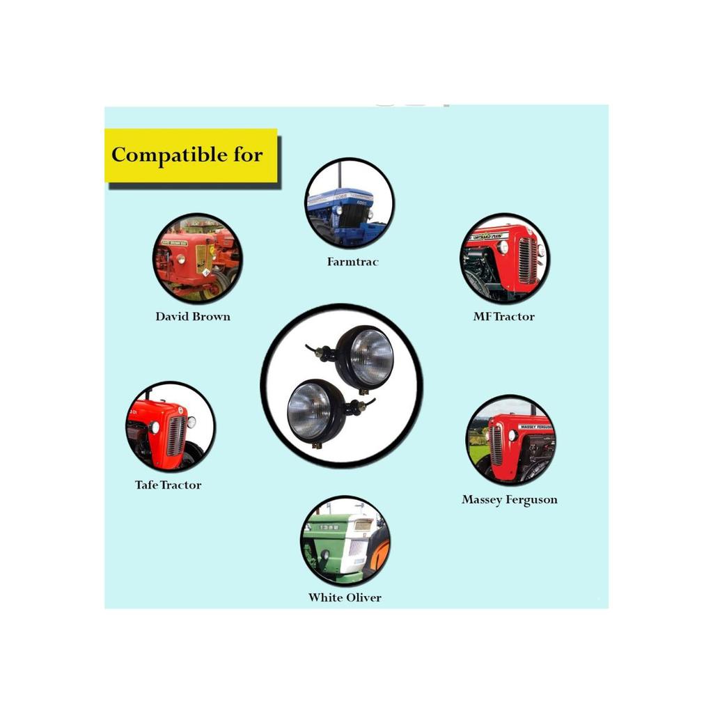 APSMOTIV Tractor Headlights Assembly 12V Lights For Massey Ferguson135 35 35X 65 765, Ford 8N David Brown 700 800 1200 1400, Ih Tractor B275 B250 B414