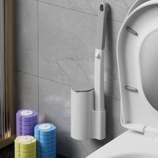 Jednorazowa szczotka do toalety z wymiennymi końcówkami Uchwyt do montażu na ścianie Szczotka do czyszczenia z głębokim rowkiem Środek do czyszczenia łazienki