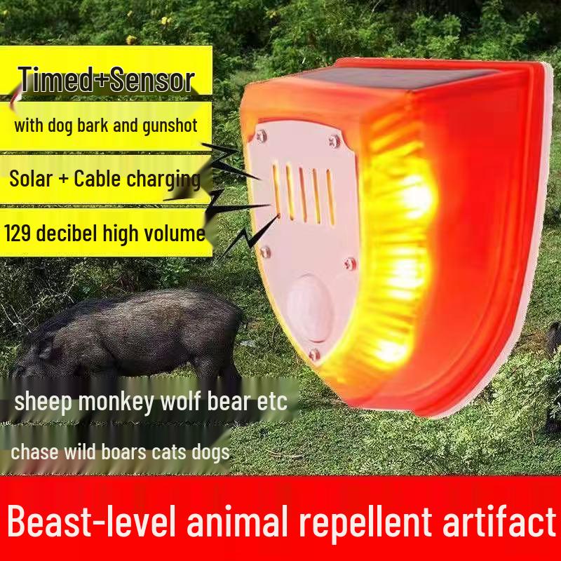 Solar Animal Repeller: Outdoor Motion-Activated Sound & Light Alarm for Wild Boars & Anti-Theft