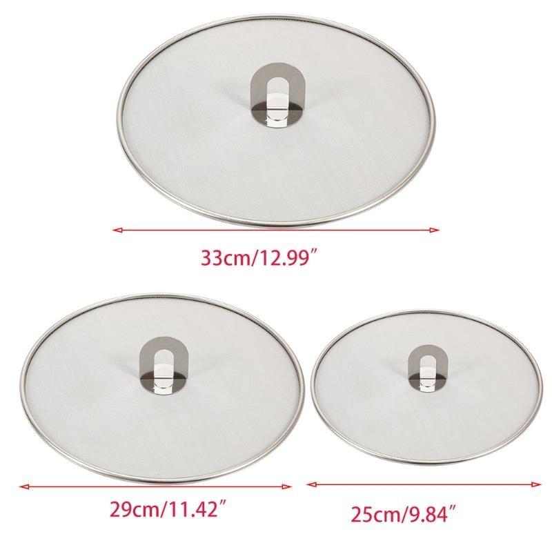 Stainless Steel Splash Guards Splatter Screen Guard Flat Weave Oil Sieve Frying Pan Oil Proofing Lid with Folding Handle