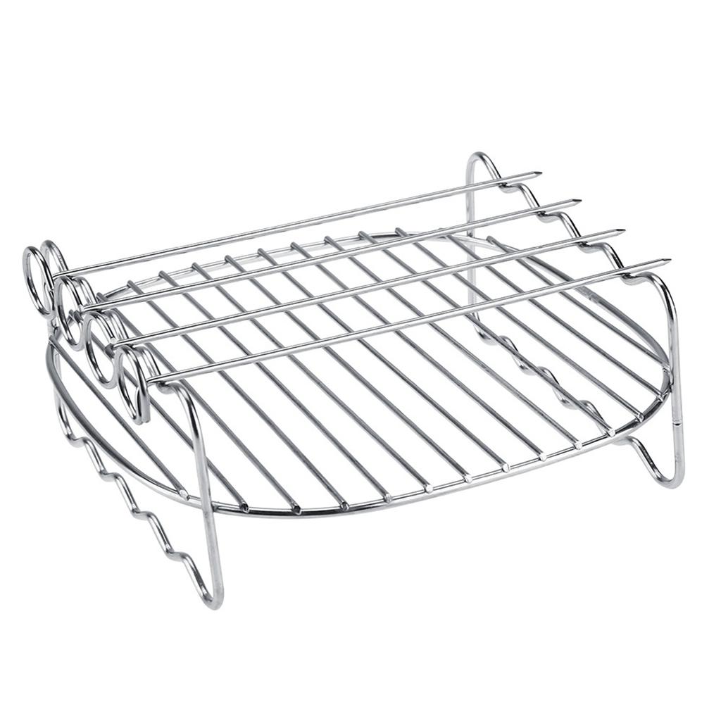 Fryer Rack Accessories, Replacement BBQ Rack Double Layer Rack Skewers Baking Tray for     Fryer Accessories