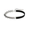 Titanium Modern Black Steel Choker Necklace For Women With Dazzling Crystal Accents And Trendy Shape Wave
