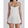 High-Waisted Yoga Tennis Dress With Built-in Bra Pad Quick-Dry Stretchy Workout Skort Women
