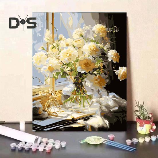 1 Set Kit Pittura a Olio Fai da Te per Adulti con Cavalletto in Legno Kit Dipingi con i Numeri Fai da Te Kit Sviluppo Abilità Pratiche