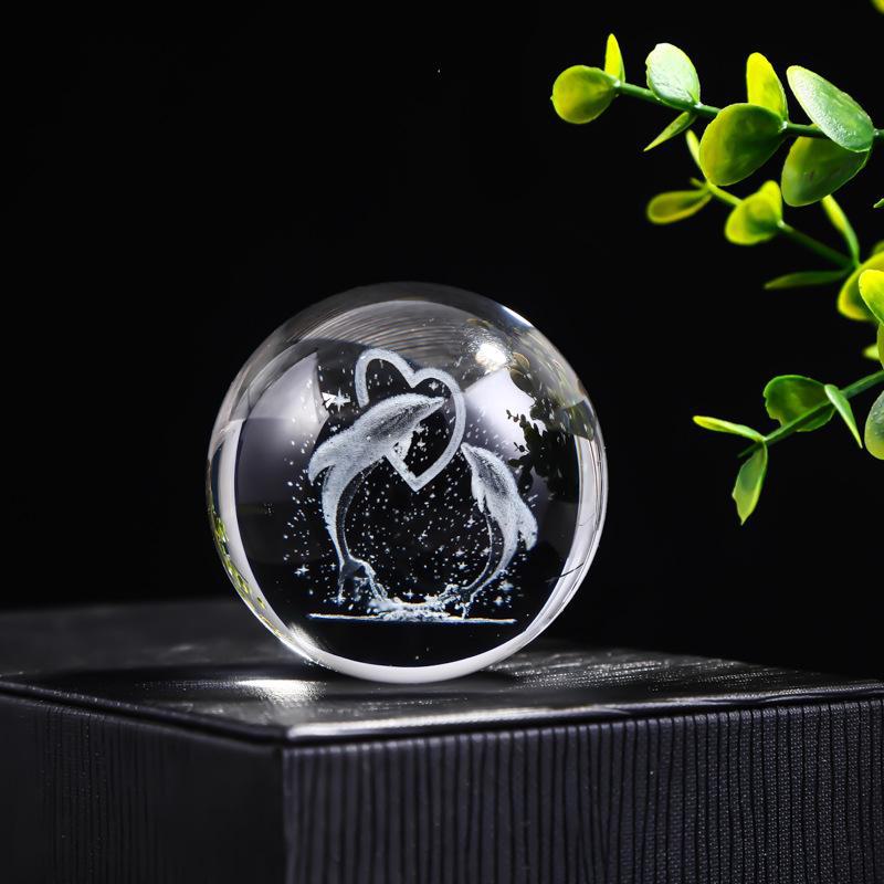 "40 Crystal Ball Ornaments: Rainy Day Clouds, Sun, Galaxy Design - Laser Engraved Cube for Home Decor and Gifts"