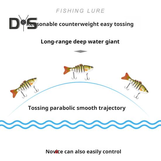 10CM/15.3G Multi-Jointed Fishing Lure with Hooks Realistic 7-Section Swimbait Plastic Artificial Bait Freshwater Saltwater Fishing Accessories