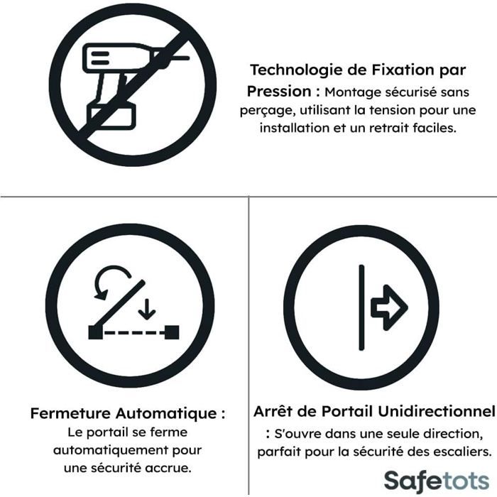 Safetots Auto-Close Barrière de Sécurité Extra Étroit Noir Mat 61cm - 66,5cm