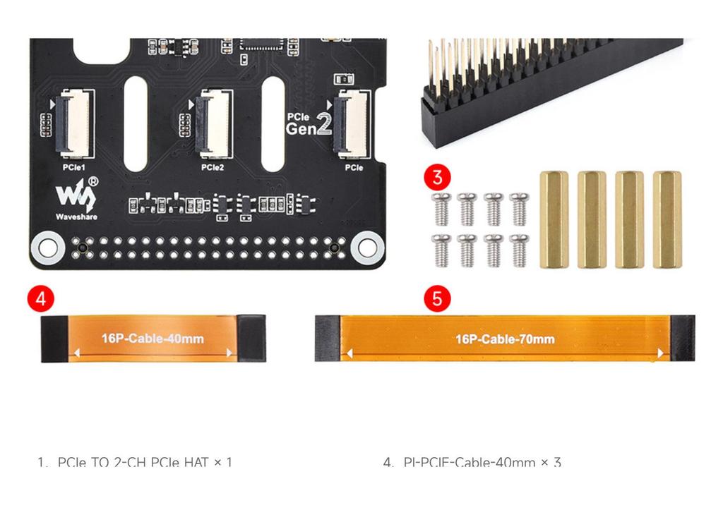 Raspberry Pi 5 Dual PCIe Expansion Board: Stackable 1-to-2 PCIe Interfaces with Multiple HAT Module Support