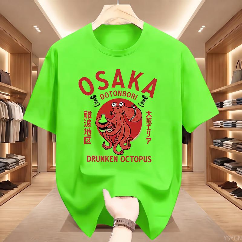 Osaka Dotonbori Drunken Octopus Graphic T Shirts Japanese Style Street Food Lover Tshirt Cotton Vintage Short Sleeve Tees