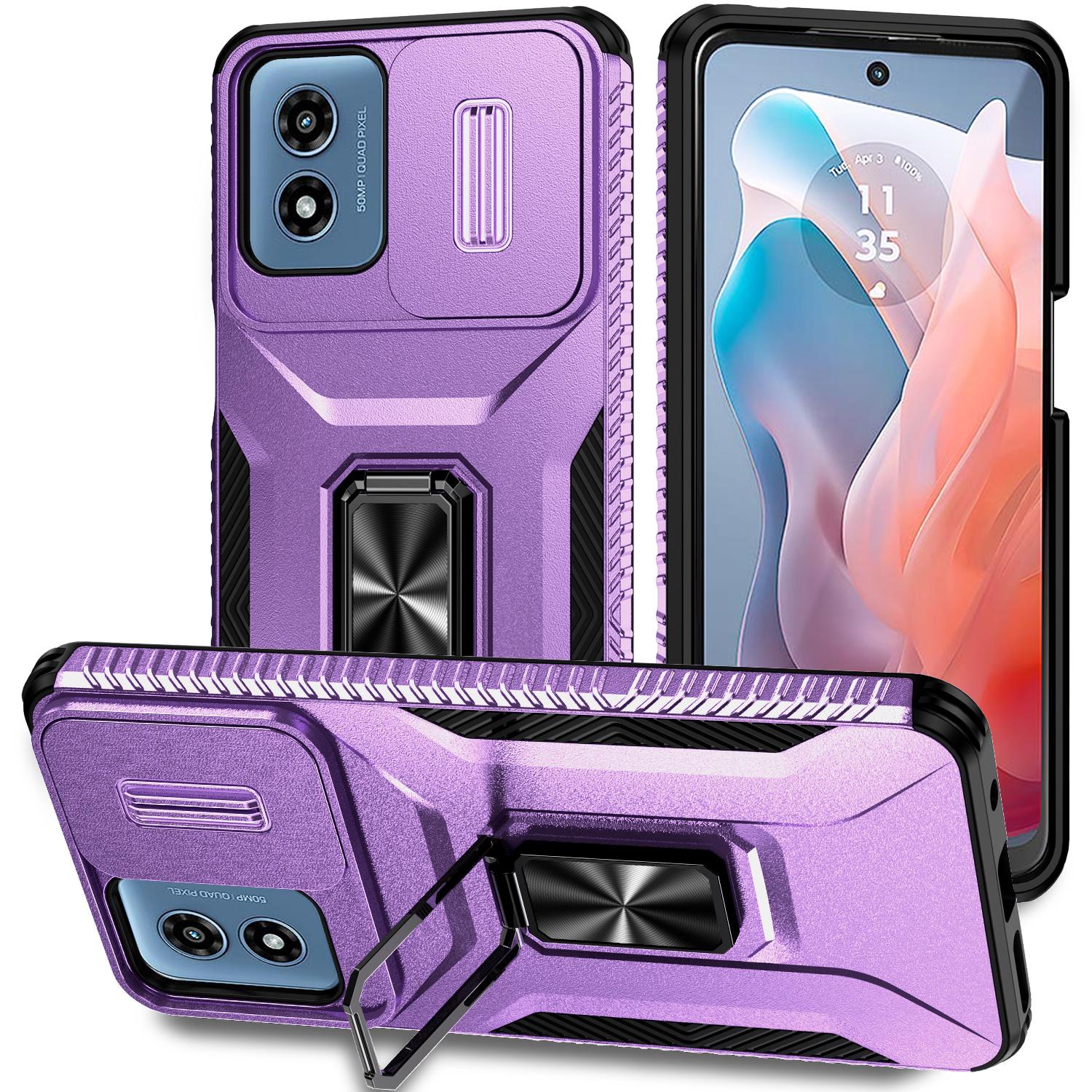 

Для Motorola Moto G Play (2024) Чехол 4G/G22 из ТПУ+ПК с подставкой Purple