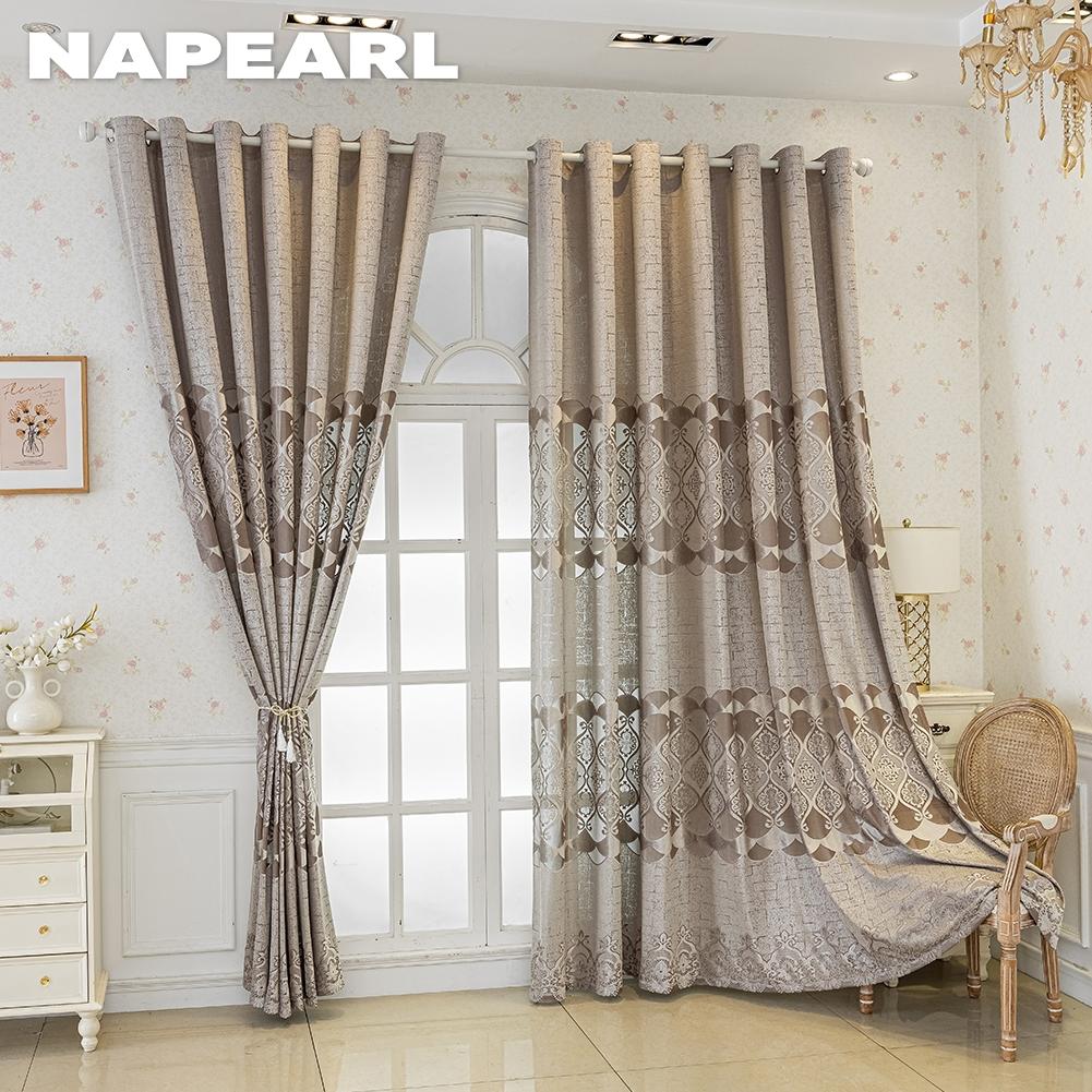 1PC NAPEARL 40-70% Blackout Advanced Luxury European Hollow Jacquard Curtains Available In Multiple Colors for Living Room Bedroom Home Decor