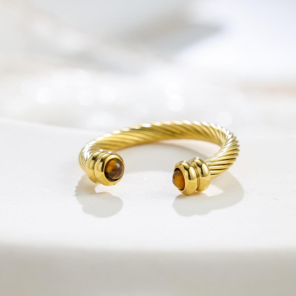 Stainless Steel Adjustable Ring for Women Colorful Crystals 18K Gold Color Rings Luxury Jewelry High-Quality Fashion Accessies