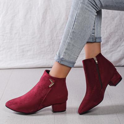 Fashion Concise Women Winter Boots 2025 New Suede Dress Women Warm Elegant Boots Fashion Mid-Heel Wool Warm Women's Ankle Boots