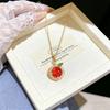 Elegant French Orange Fruit Pendant Necklace for Women - Fresh, Sweet Style, Versatile Clavicle Chain