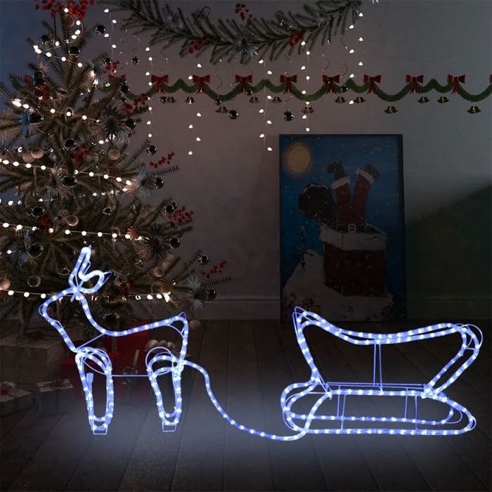 VidaXL Décoration de Noël d'Extérieur Renne et Traîneau 252 LED Renne Illuminé Lumineux Décoratif Ornement de Vacances 329873