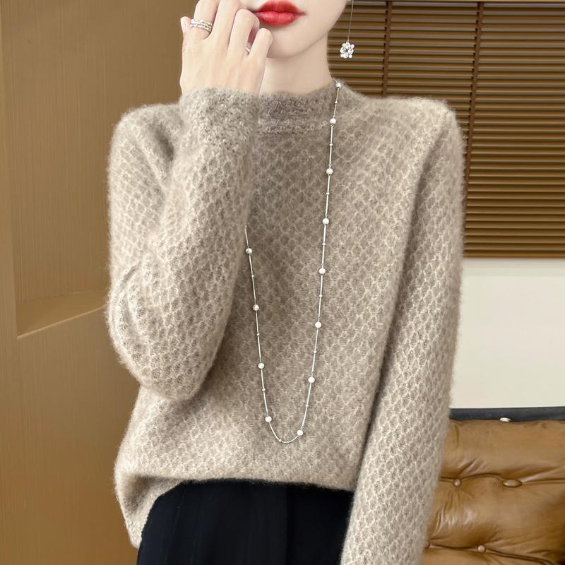 Women's Cashmere Sweater Qinghe Cashmere 30% Cashmere 70% Wool Autumn and Winter Pullover Warm and Fashionable